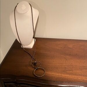 Goldish Chain Necklace with Large Rings